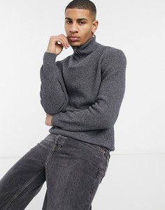 Серый джемпер с воротом на молнии из смесового органического хлопка Knowledge Cotton Apparel