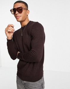 Бордовый вязаный джемпер с длинными рукавами Topman-Красный