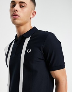 Темно-синее поло из пике с полосками Fred Perry-Темно-синий