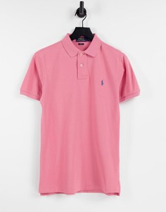 Футболка-поло розового цвета из пике с логотипом в виде игрока поло Polo Ralph Lauren-Розовый цвет