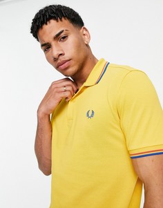 Желтая футболка поло с двойной окантовкой Fred Perry-Желтый
