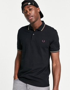 Черное поло с двойным кантом Fred Perry-Черный цвет