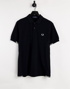 Черное поло с двойной окантовкой рукавов Fred Perry-Черный цвет