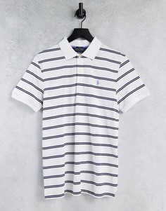 Белое поло из ткани пике из окрашенной пряжи с темно-синими полосками Polo Ralph Lauren Golf-Белый