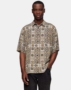 Серая рубашка с принтом в стиле банданы Topman-Серый