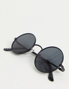 Круглые солнцезащитные очки в черной металлической оправе New Look-Черный