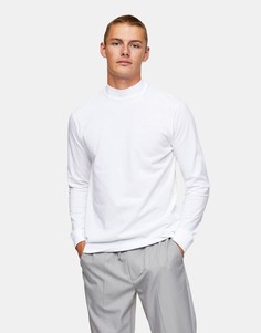 Белая футболка с высокой горловиной Topman-Белый