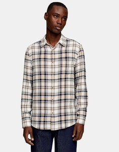 Рубашка в клетку цвета хаки и желтого цвета с длинными рукавами Topman-Многоцветный