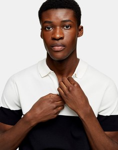Черное поло в стиле колор блок Topman-Черный цвет