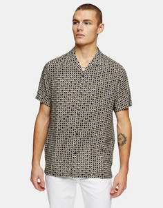 Коричневая рубашка с монограммами Topman-Коричневый цвет