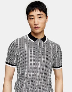 Черное поло с геометрическим принтом Topman-Черный цвет