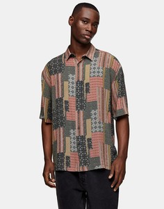 Красная рубашка с принтом в стиле банданы Topman-Красный