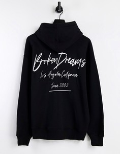 Черное худи с графическим принтом "Broken Dreams" Topman-Черный цвет