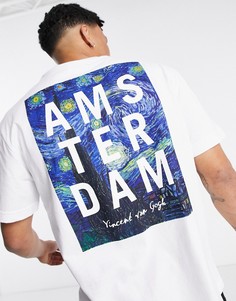 Белая футболка с репродукцией Ван Гога на спине Topman-Белый