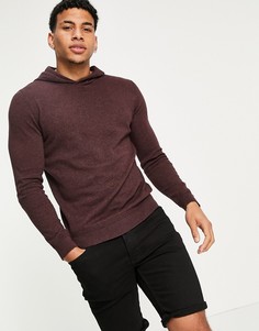 Бордовый трикотажный худи с длинными рукавами Topman-Красный