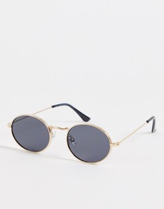 Тонкие овальные солнцезащитные очки золотистого цвета New Look-Золотистый