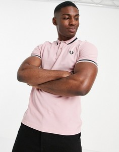 Розовое поло с абстрактной окантовкой Fred Perry-Розовый цвет