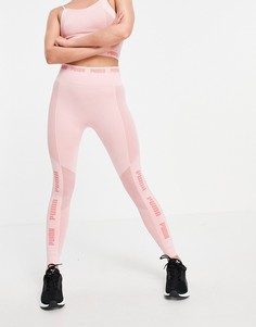 Нежно-розовые бесшовные леггинсы Puma Training Evoknit-Розовый цвет