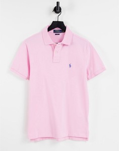 Розовая облегающая футболка-поло из пике с логотипом Polo Ralph Lauren-Розовый цвет