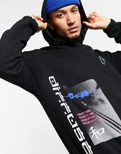 Черный oversized-худи с разными принтами от комплекта ASOS DESIGN