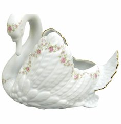 Конфетница h-17 х 21 см Leander "Лебедь Соната Розовый цветок" 078221