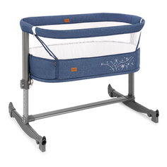 Детская приставная кроватка Nuovita Accanto Vicino Blu scuro Lino/Темно-синий лён