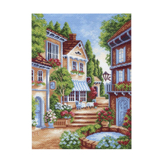Канва с рисунком Матренин посад Цветущий дворик, 37*49 см 662