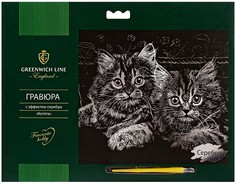 Гравюра с эффектом серебра Greenwich Line "Котята", 29*21см