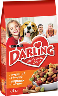 Сухой корм для собак Darling, злаки, курица, овощи, 5шт по 2,5кг