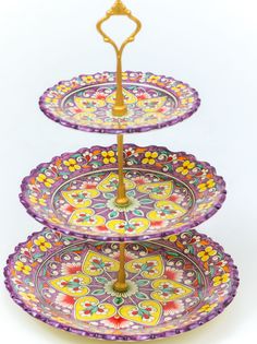 Конфетница трехъярусная с ручной росписью ЭРК442 БЕК и РР