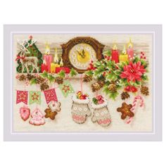 Набор вышивки крестом Riolis "Рождественская полка", 30х21 см, арт. 1903