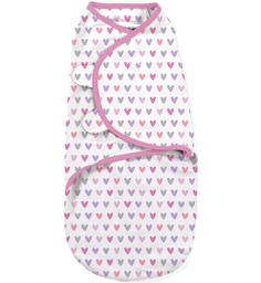 Конверт для пеленания на липучке SwaddleMe I Love You (розовые сердечки), размер S/M Summer Infant