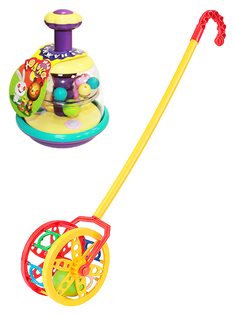 Развивающие игрушки Биплант Юла Юлька пастельные цвета+ Каталка Колесо