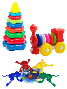 Развивающие игрушки Carolina Toys Пирамида бол.+Конструктор-каталка Парав.+ Команда КВА№1
