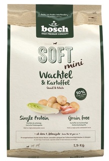 Сухой корм для собак Bosch Soft Mini , перепел, картофель, 2,5кг