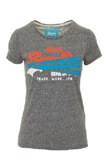 Футболка женская Superdry Vintage logo splice entry tee серая S