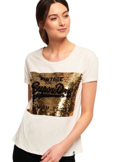 Футболка женская Superdry Premium sequin bf tee белая M
