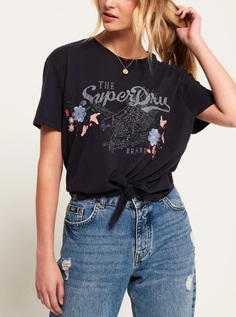 Футболка женская Superdry KATIE EMBROIDERED TEE синяя XS