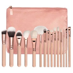 Набор кистей для профессионального макияжа 15 шт + косметичка. Цвет розово-золотистый Just Make Up