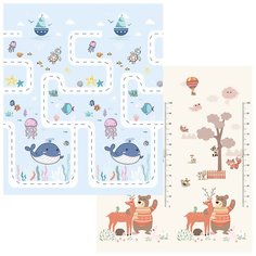 Коврики для детской Family Shop складной двусторонний Весёлая компания/Подводный мир
