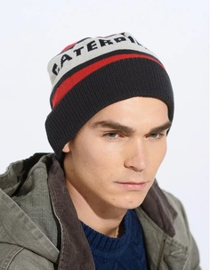 Шапка-бини мужская Caterpillar 2128304-37D красная/белая