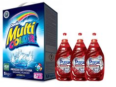 Clovin Набор Стир. порошок Multicolor 5 кг коробка +3шт. Гель д/посуды Purox Гранат 650мл
