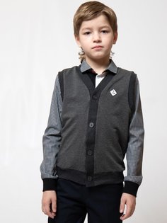 Жилет прямого силуэта для мальчика Nota Bene (цвет: темно-серый, рост 164 см)