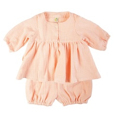 Комплект одежды на лето "Сакура" (кофта и шортики), цвет: персик, рост 68 см Сонный гномик