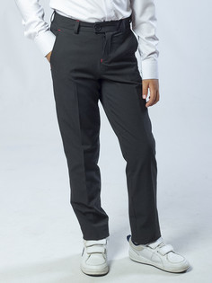 Брюки зауженные для мальчика, со средней посадкой, цвет: черный, клетка, размер 146 Nota Bene