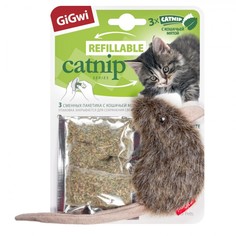 Игрушка для кошек GiGwi Мышка с кошачьей мятой, 75296, плюш, 13см