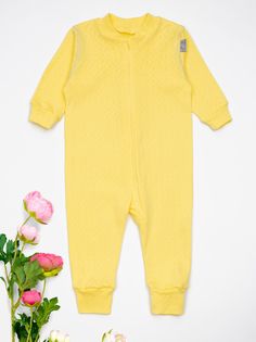 Комбинезон для новорожденных Soft, 86-92 см, желтый, рисунок: ромбы, отделка: серая Triya