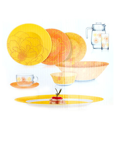 Столовый сервиз АМБ БИГ ФЛОВЕР ОРАНЖ 46 предметов 6 персон Luminarc