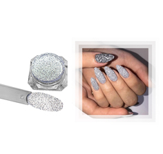 Светоотражающий песок для дизайна ногтей серебристый No Brand