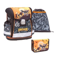Ранец Belmil Classy Dino, Динозавр, коричневый, с наполнением